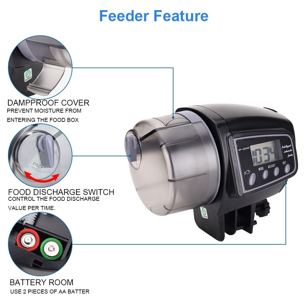 Automatic Fish Feeder Intelligent Fish/Turtle/Goldfish Feeder for Aquarium and Fish Tank 4 Times Intelligent Timer Fish Food Dispenser