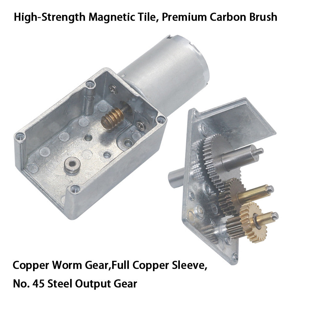 JGY370 DC Gear Motor 6RPM~150RPM 12V Single High Torque Speed Reducer Metal Worm Geared Box Motors Reversible Low Speed Worm