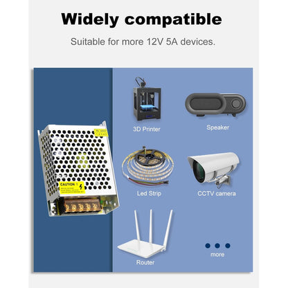 DC 12V5A Power Supply 60W AC 110V/220V To DC 12V Switch Power Supply Security Adapter