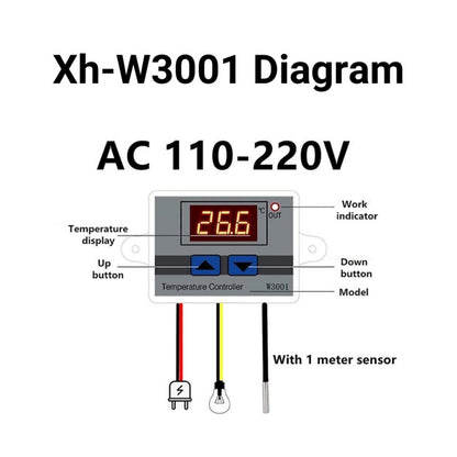 XH-W3001 220V Incubator Multifunction Digital Temperature Controller 1500W Thermostat Control Switch