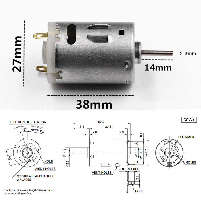 Rs-385 24V Brush DC Motor High Speed Micro DC Motor Brushed Metal Stainless Steel Gear Motor For El