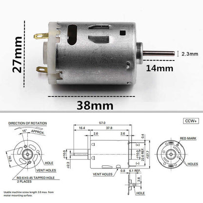 Rs-385 24V Brush DC Motor High Speed Micro DC Motor Brushed Metal Stainless Steel Gear Motor For El