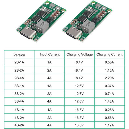 Multi-Cell 2S 3S 4S Type-C To 8.4V 12.6V 16.8V Step-Up Boost LiPo Polymer Li-Ion Charger 7.4V 11.1V 14.8V 18650 Lithium Battery