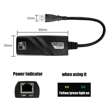 USB 3.0 Gigabit LAN Driverless USB to RJ45 Cable Converter 10/100/1000 Mbps Gigabit for PC/Laptop