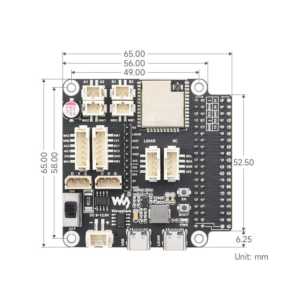Waveshare General Driver Board Accessory Parts for Robots Based on ESP32 Supports WIFI Bluetooth ESP-NOW
