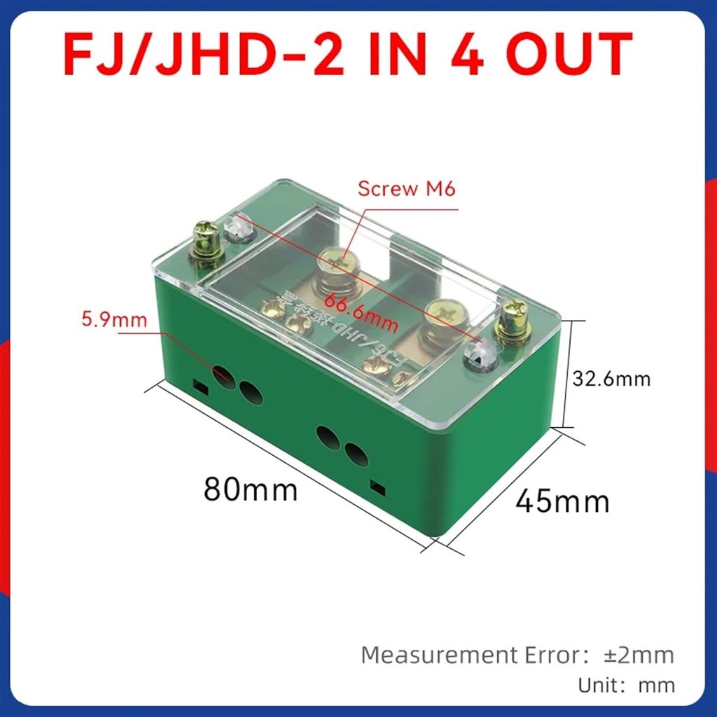 FJ6/JHD 2 IN 4/6/8/12/18 Out Wire Terminal Box Connector Block Household Junction Box Distribution Box Block Wire Connector