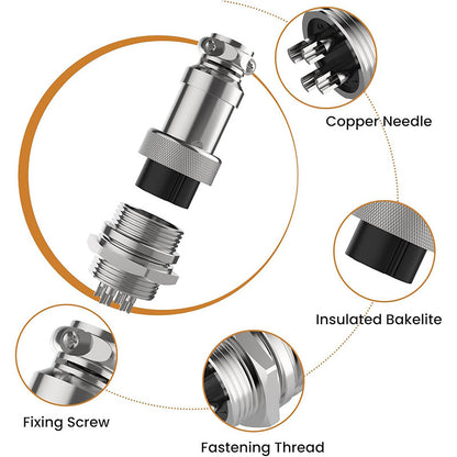 1Set GX16-2/3/4/5/6/7/8/9/10 Pin Male Female 16mm Wire M16 GX16 Circular Aviation Connector Socket Plug Metal