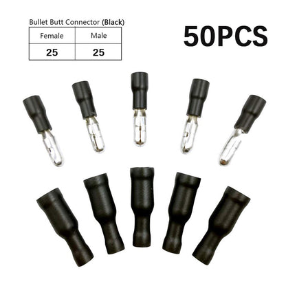 Five colour Wire electrical insulation connector crimper bullet head terminal 22 ~ 16 AWG wiring 50 = 25 male+25 female