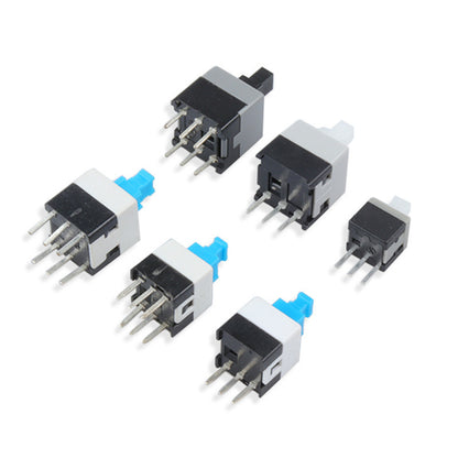 10Pcs Self Locking / UNlock Push Tactile Power Micro Switch 6 Pin Button Switches Free Shipping 5.8x5.8 7x7 8x8 8.5x8.5mm