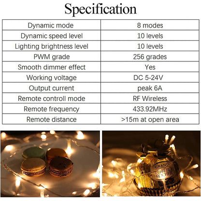 12V Rf Wireless Remote Switch Controller Dimmer For Mini Led Strip Light