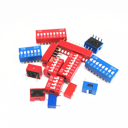 Fulabs 10PCS Slide Type Switch Module 1 2 3 4 5 6 7 8 9 10 12 Bit 2.54mm Position Way DIP Red Pitch Toggle Switch Red Snap Switch