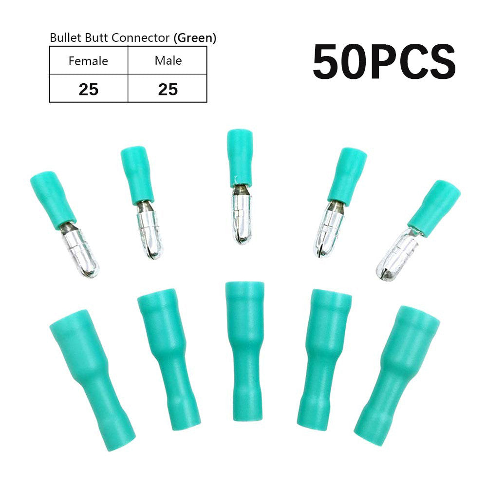 Five colour Wire electrical insulation connector crimper bullet head terminal 22 ~ 16 AWG wiring 50 = 25 male+25 female