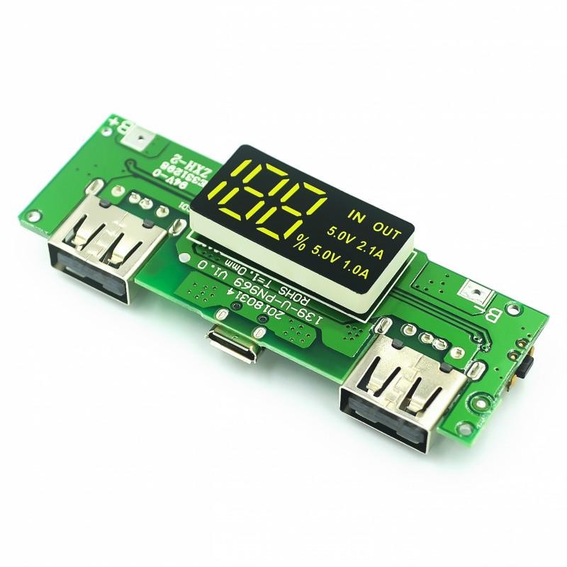 LED Dual USB 5V 2.4A 2A 1A Micro/Type-C USB Mobile Power Bank 18650 Charging Module Lithium Battery Charger Board Circuit Protection