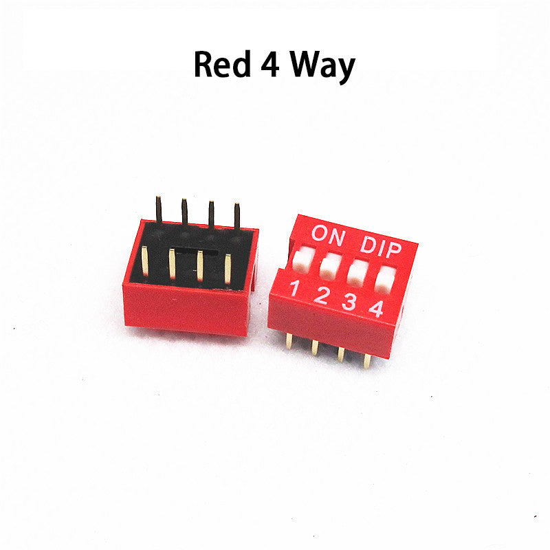 Fulabs 10PCS Slide Type Switch Module 1 2 3 4 5 6 7 8 9 10 12 Bit 2.54mm Position Way DIP Red Pitch Toggle Switch Red Snap Switch