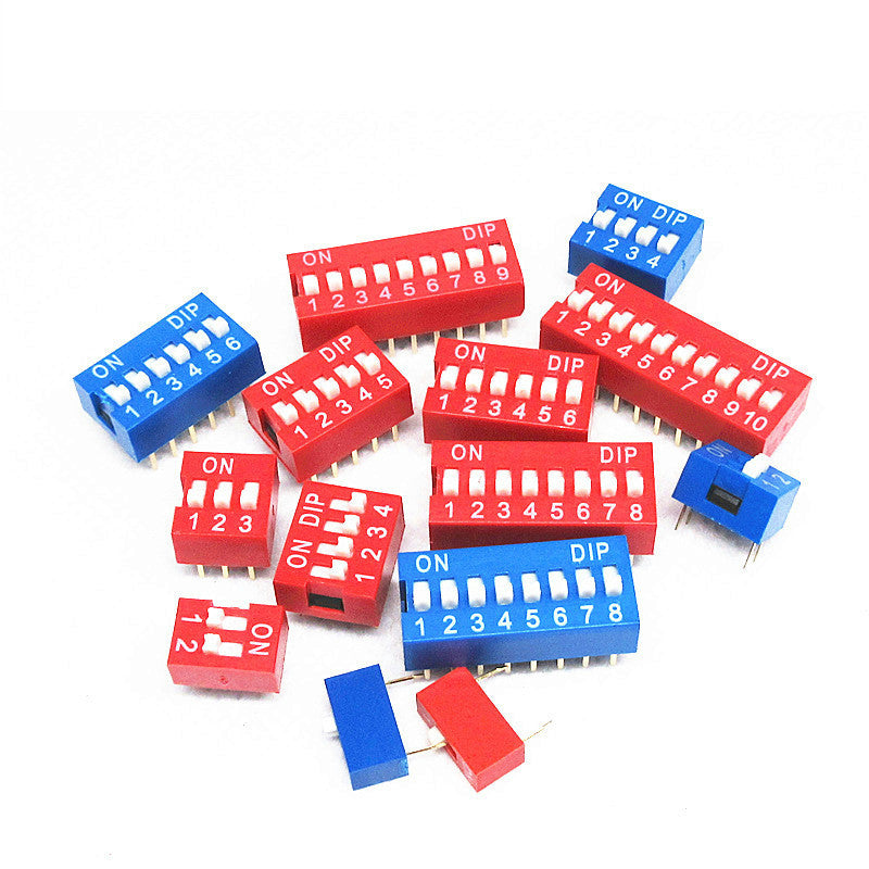 Fulabs 10PCS Slide Type Switch Module 1 2 3 4 5 6 7 8 9 10 12 Bit 2.54mm Position Way DIP Red Pitch Toggle Switch Red Snap Switch
