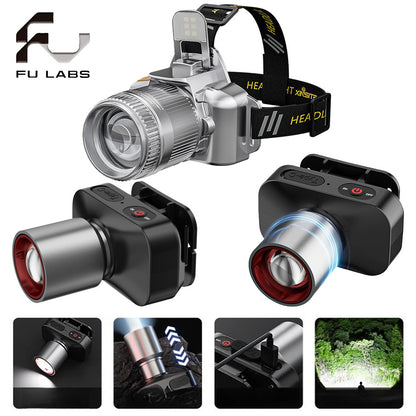 Headlight Flashlight Rechargeable Waterproof Zoomable Induction Headlamp Outdoor Emergency Light