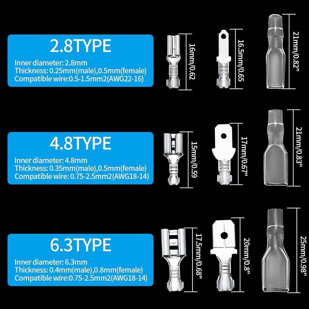 Box Insulated Male Female Wire Connector 4/4.8/6.3mm Electrical Crimp Terminals Termin Connectors
