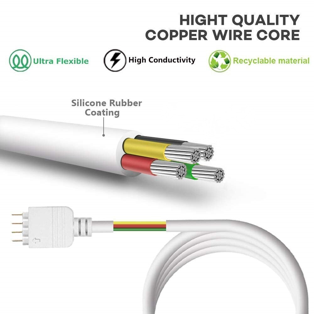 1pcs 4 PIN RGB led connector Extension Cable cord Wire + 4pin connectors for SMD 5050 3528 RGB LED Strip light