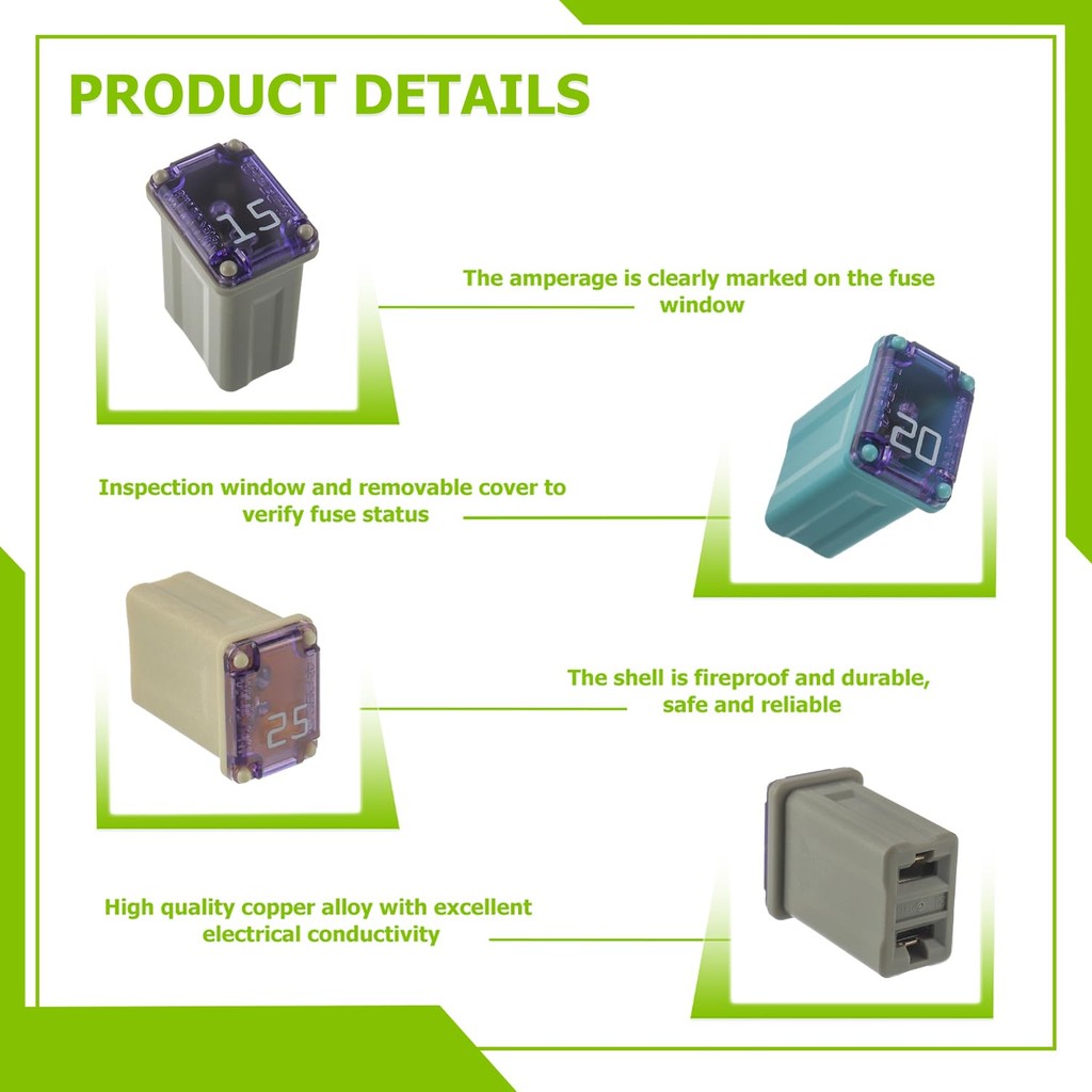 1PC PEC 15A 20A 25A 30A 40A Rectangle Car Fuse Square Auto FuseTube for Ford Mondeo Corola Mini Short Size