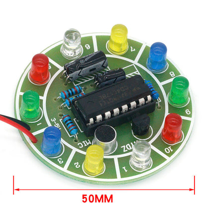 Fulabs CD4017 Colorful Voice Control Rotating LED Light Kit Electronic Manufacturing DIY Kit Spare Parts Student Laboratory