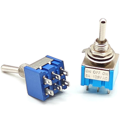 5pcs 6MM Reset Latching Toggle Switch MTS-102 5A 6A 125V 3A 250 AC Mini 3 6PIN ON-ON ON-OFF-ON Rocker Switch Lights Motors