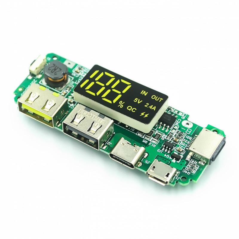 LED Dual USB 5V 2.4A 2A 1A Micro/Type-C USB Mobile Power Bank 18650 Charging Module Lithium Battery Charger Board Circuit Protection