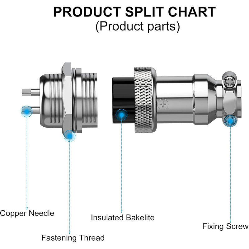 1Set GX16-2/3/4/5/6/7/8/9/10 Pin Male Female 16mm Wire M16 GX16 Circular Aviation Connector Socket Plug Metal