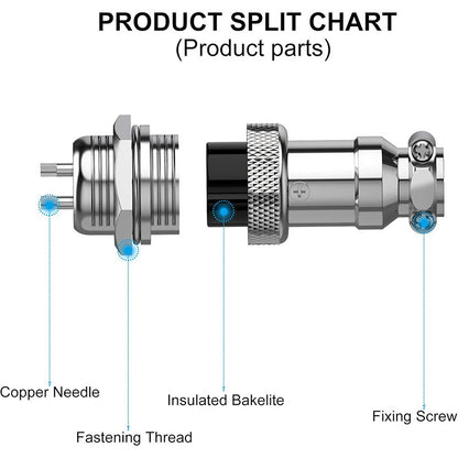 1Set GX16-2/3/4/5/6/7/8/9/10 Pin Male Female 16mm Wire M16 GX16 Circular Aviation Connector Socket Plug Metal