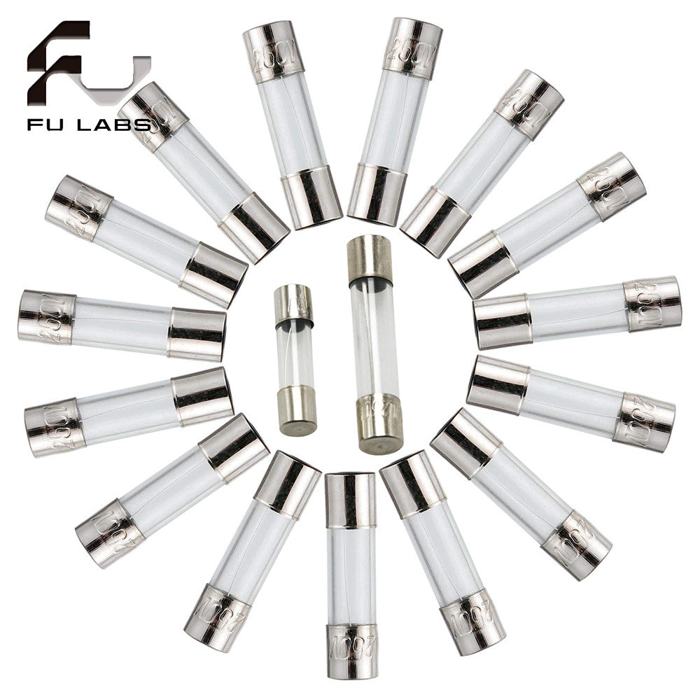 10Pcs 5x20mm 6x30mm Glass Tube Fuse Kit 250V 0.1A 0.2A 0.5A 0.8A 1A 2A 2.5A 3A 4A 5A 6.3A 7A 8A 10A 12A 15A 20A 30A AMP Circuit Fast Blow Fuses
