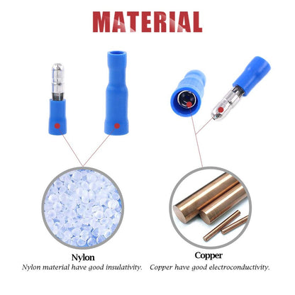 Five colour Wire electrical insulation connector crimper bullet head terminal 22 ~ 16 AWG wiring 50 = 25 male+25 female