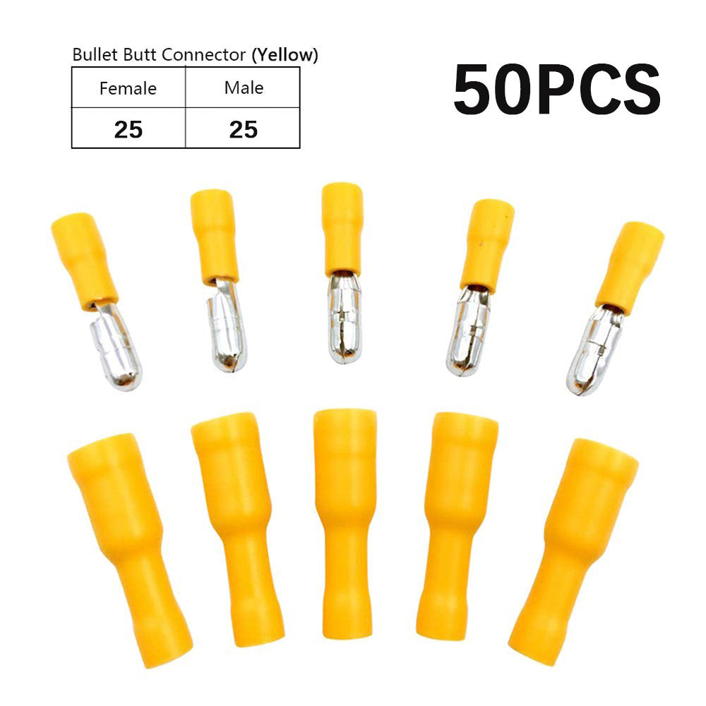 Five colour Wire electrical insulation connector crimper bullet head terminal 22 ~ 16 AWG wiring 50 = 25 male+25 female