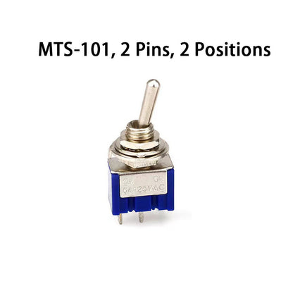 5pcs 6MM Reset Latching Toggle Switch MTS-102 5A 6A 125V 3A 250 AC Mini 3 6PIN ON-ON ON-OFF-ON Rocker Switch Lights Motors