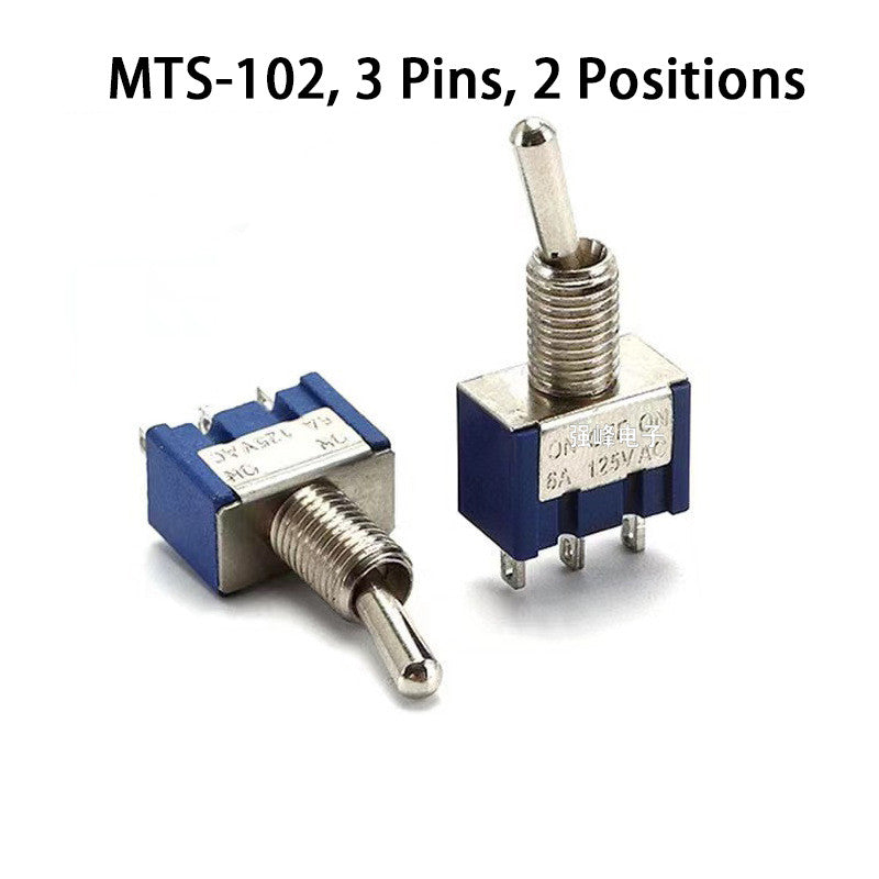5pcs 6MM Reset Latching Toggle Switch MTS-102 5A 6A 125V 3A 250 AC Mini 3 6PIN ON-ON ON-OFF-ON Rocker Switch Lights Motors