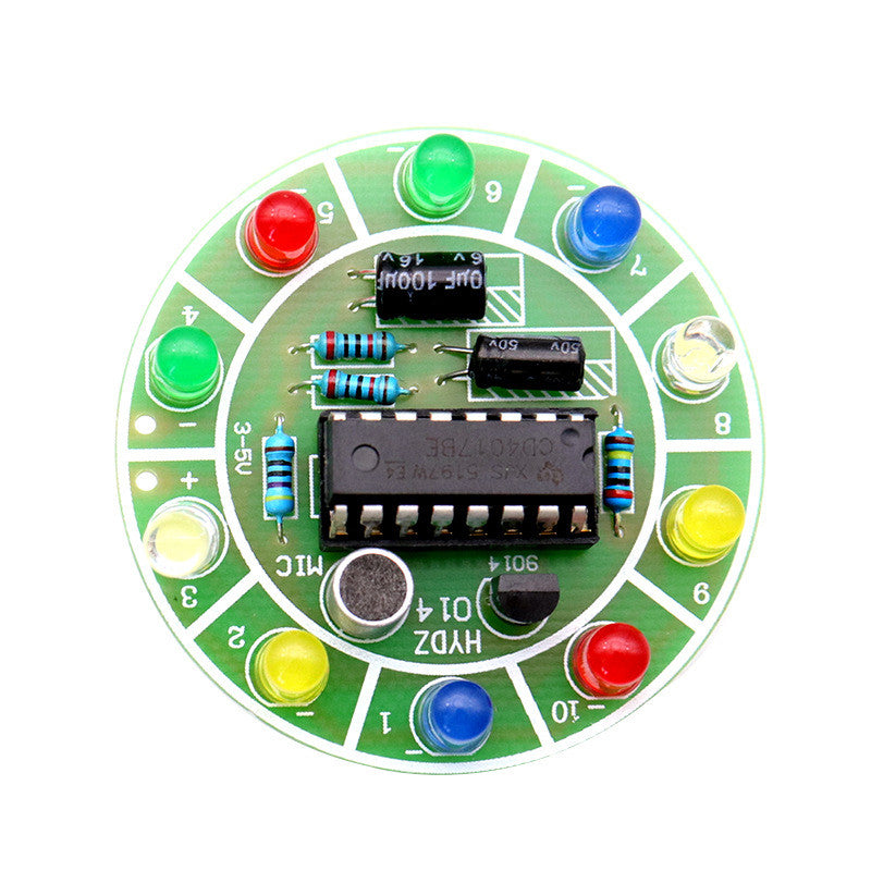 Fulabs CD4017 Colorful Voice Control Rotating LED Light Kit Electronic Manufacturing DIY Kit Spare Parts Student Laboratory
