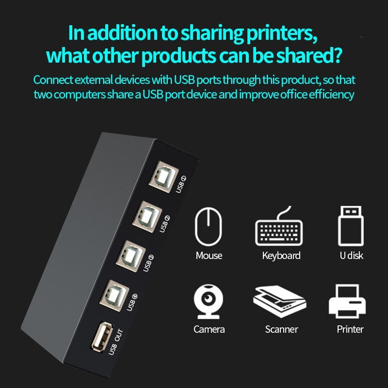 Mini 4 Ports 2Ports USB Printer Scanner Sharing Share Switch Splitter Box Hub