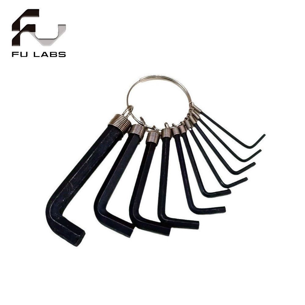 Fulabs 10PCS Hex Key Set On Ring Allen Wrench (1.5,2,2.5,3,4,5,5.5,6,8,10mm) 10 in 1 kit