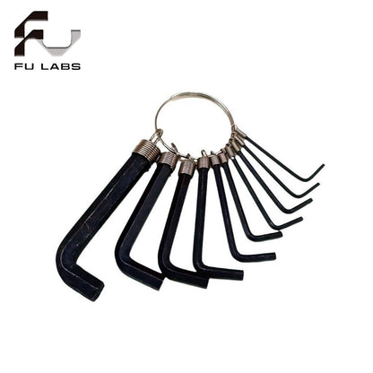 Fulabs 10PCS Hex Key Set On Ring Allen Wrench (1.5,2,2.5,3,4,5,5.5,6,8,10mm) 10 in 1 kit