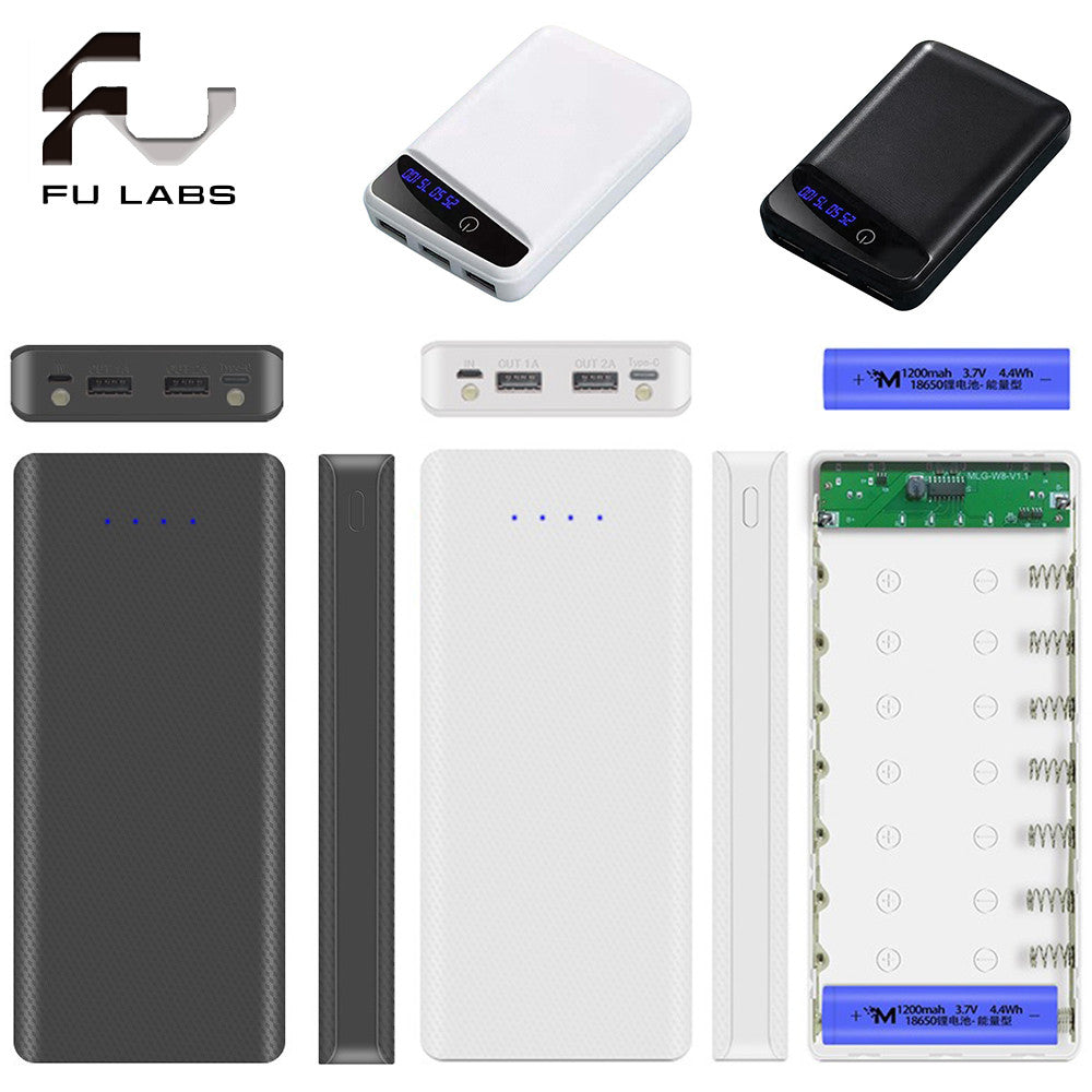 3/8*18650 Power Bank Case Battery Holder Micro Dual USB Type C Charge DIY Shell Battery Storage Box