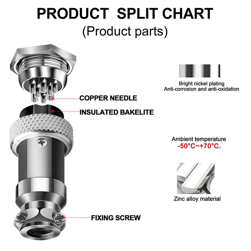 1Set GX16-2/3/4/5/6/7/8/9/10 Pin Male Female 16mm Wire M16 GX16 Circular Aviation Connector Socket Plug Metal