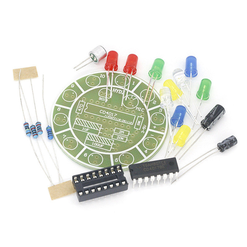 Fulabs CD4017 Colorful Voice Control Rotating LED Light Kit Electronic Manufacturing DIY Kit Spare Parts Student Laboratory