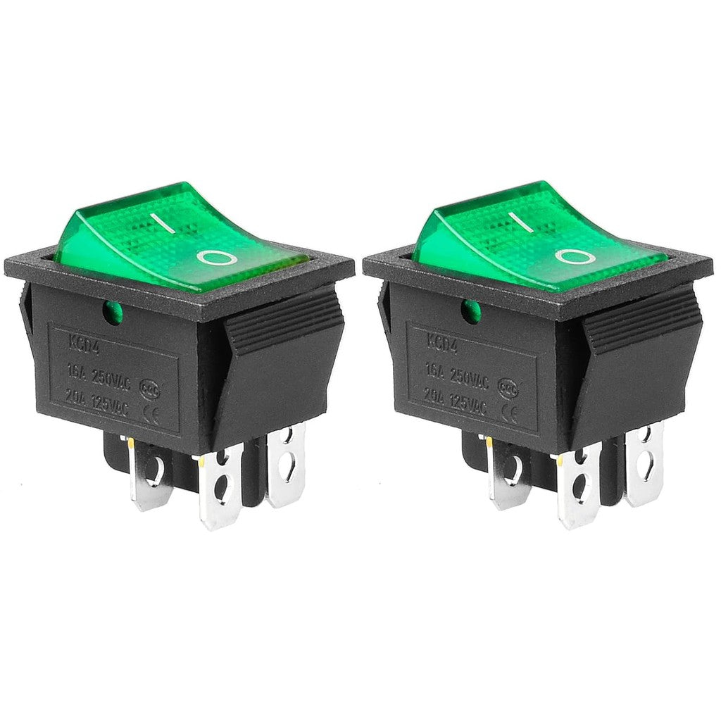 2 Position Red/Green Light Rocker Switch 16A/250V KCD4-20 4 Pin 6 pin ON/OFF Toggle Switches