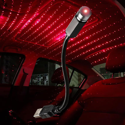 Universal USB LED Star Projector Neon Atmosphere Ambient Lamp Car Roof Interior Light Laser Red Purple Green