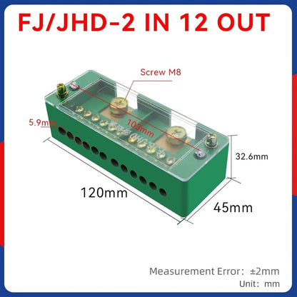 FJ6/JHD 2 IN 4/6/8/12/18 Out Wire Terminal Box Connector Block Household Junction Box Distribution Box Block Wire Connector