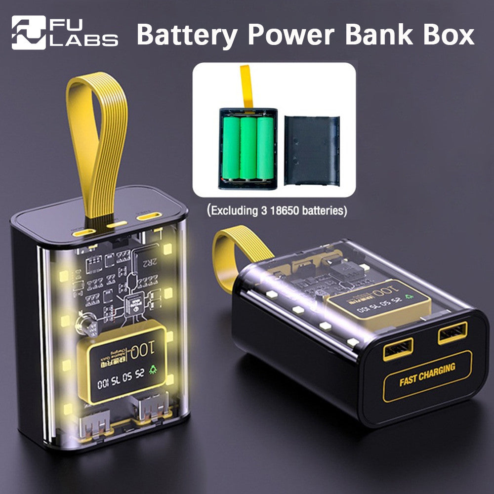 18650 Battery Charger DIY Power Bank Box Fast Charging With Night Light Charge Powerbank Case