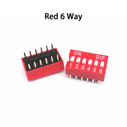 Fulabs 10PCS Slide Type Switch Module 1 2 3 4 5 6 7 8 9 10 12 Bit 2.54mm Position Way DIP Red Pitch Toggle Switch Red Snap Switch