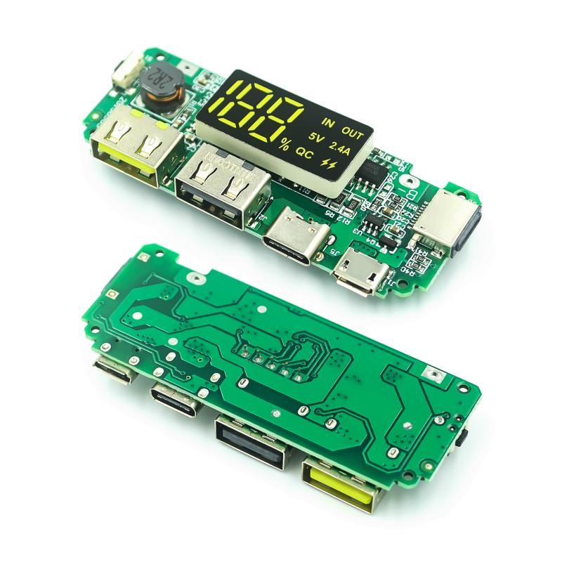 LED Dual USB 5V 2.4A 2A 1A Micro/Type-C USB Mobile Power Bank 18650 Charging Module Lithium Battery Charger Board Circuit Protection