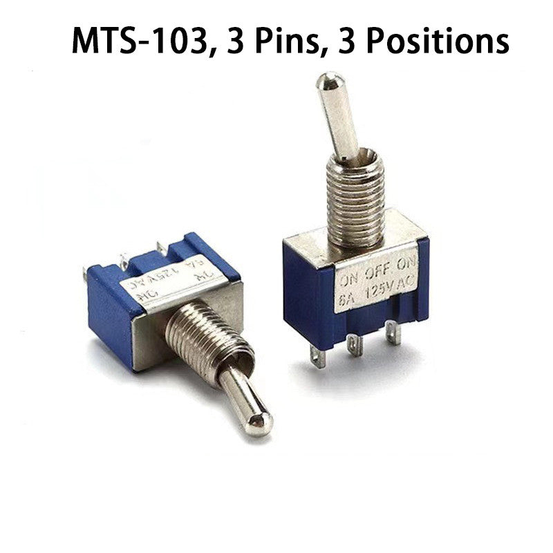 5pcs 6MM Reset Latching Toggle Switch MTS-102 5A 6A 125V 3A 250 AC Mini 3 6PIN ON-ON ON-OFF-ON Rocker Switch Lights Motors