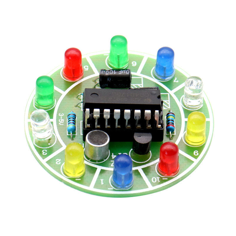 Fulabs CD4017 Colorful Voice Control Rotating LED Light Kit Electronic Manufacturing DIY Kit Spare Parts Student Laboratory