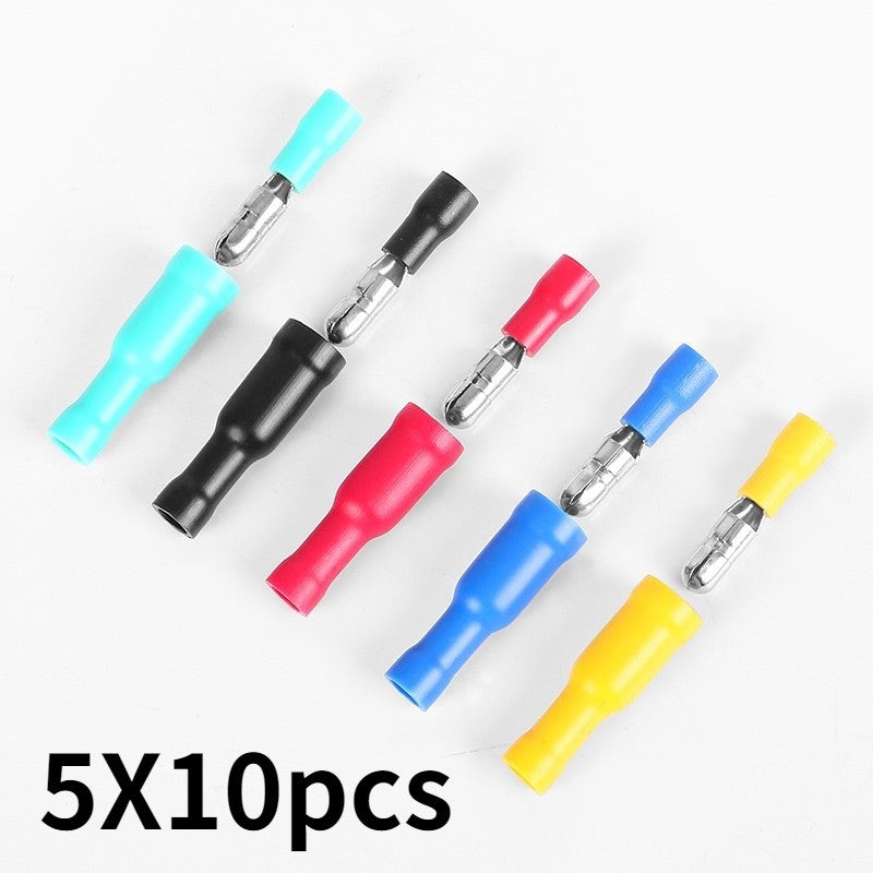 Five colour Wire electrical insulation connector crimper bullet head terminal 22 ~ 16 AWG wiring 50 = 25 male+25 female