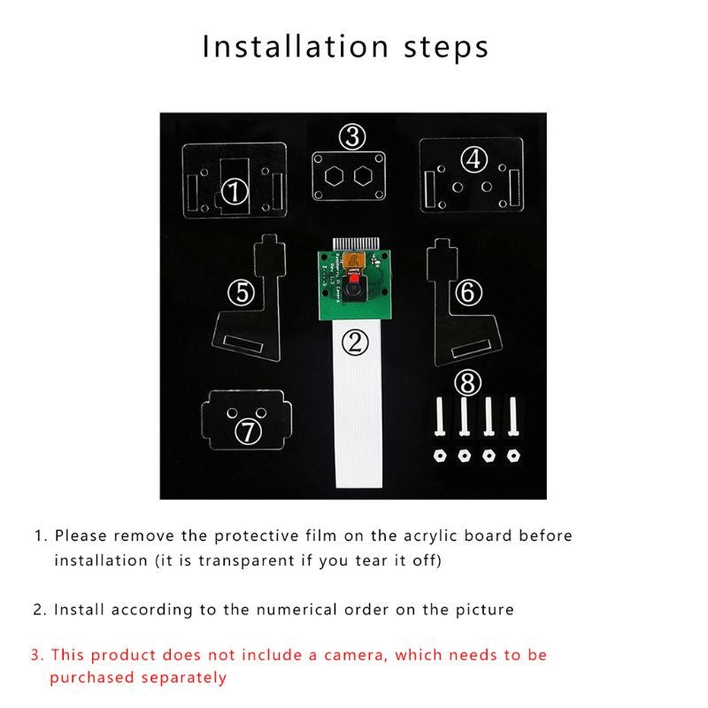 1pcs Transparent Acrylic 5MP Camera Holder Clear Support Bracket Case for Raspberry Pi 1-4 for V2 Official Camera